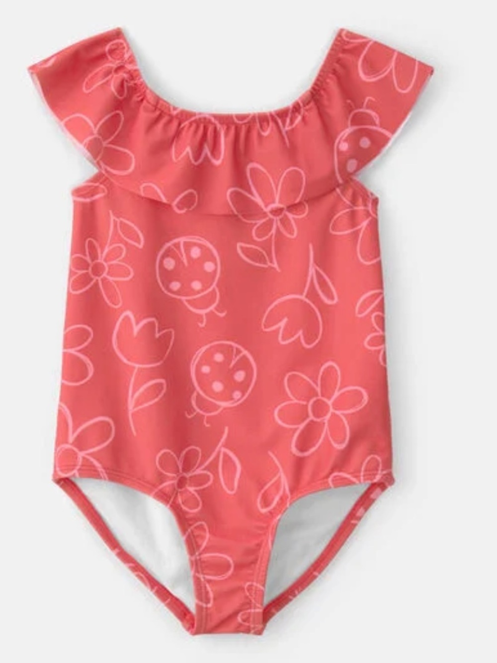 Carter's Girls' Coral Floral One-Piece Swimsuit